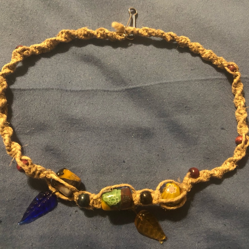 Handmade beaded hemp necklace